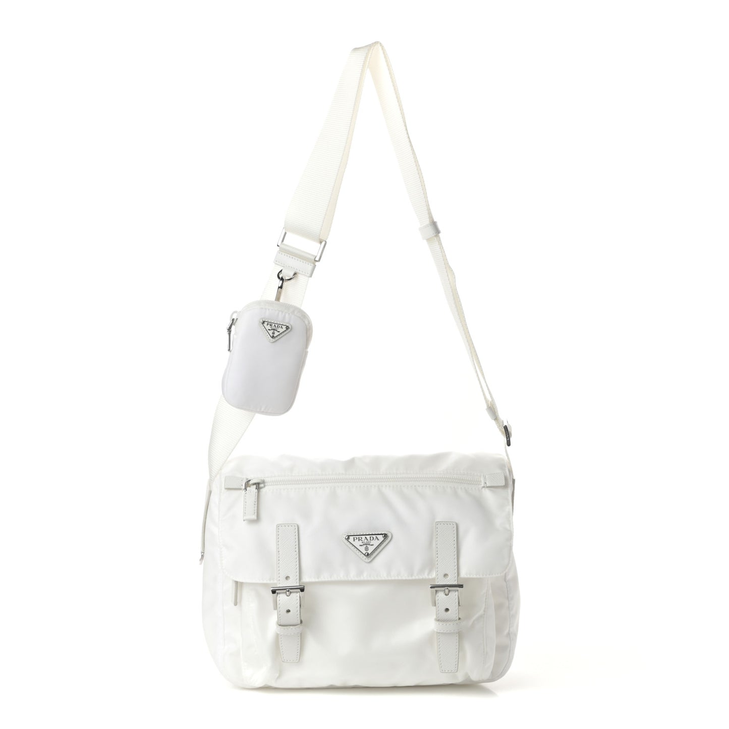 Re-Nylon Single Pocket Messenger Bag White