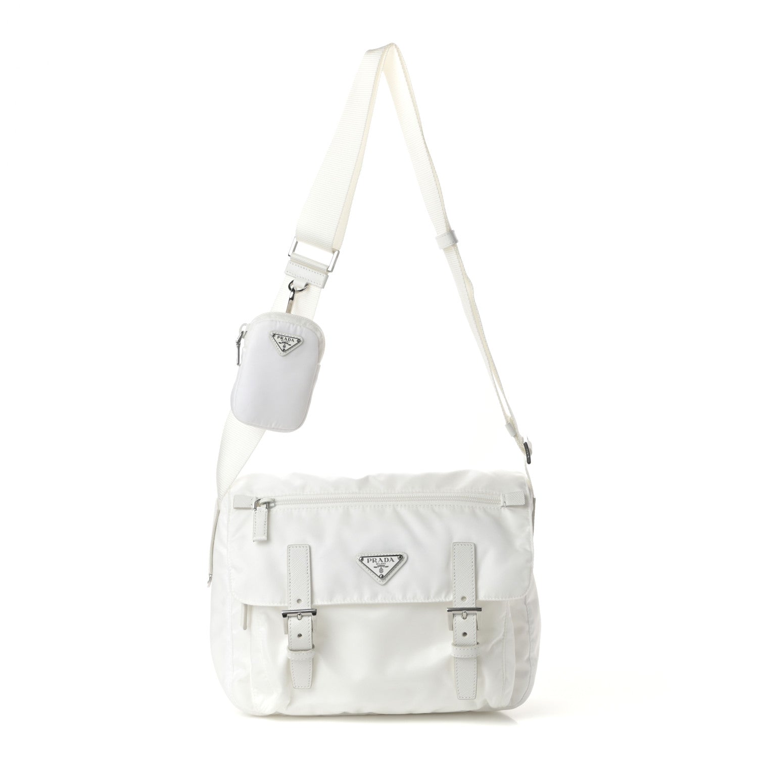 Prada Re-Nylon Single Pocket Messenger Bag White 1 of 10