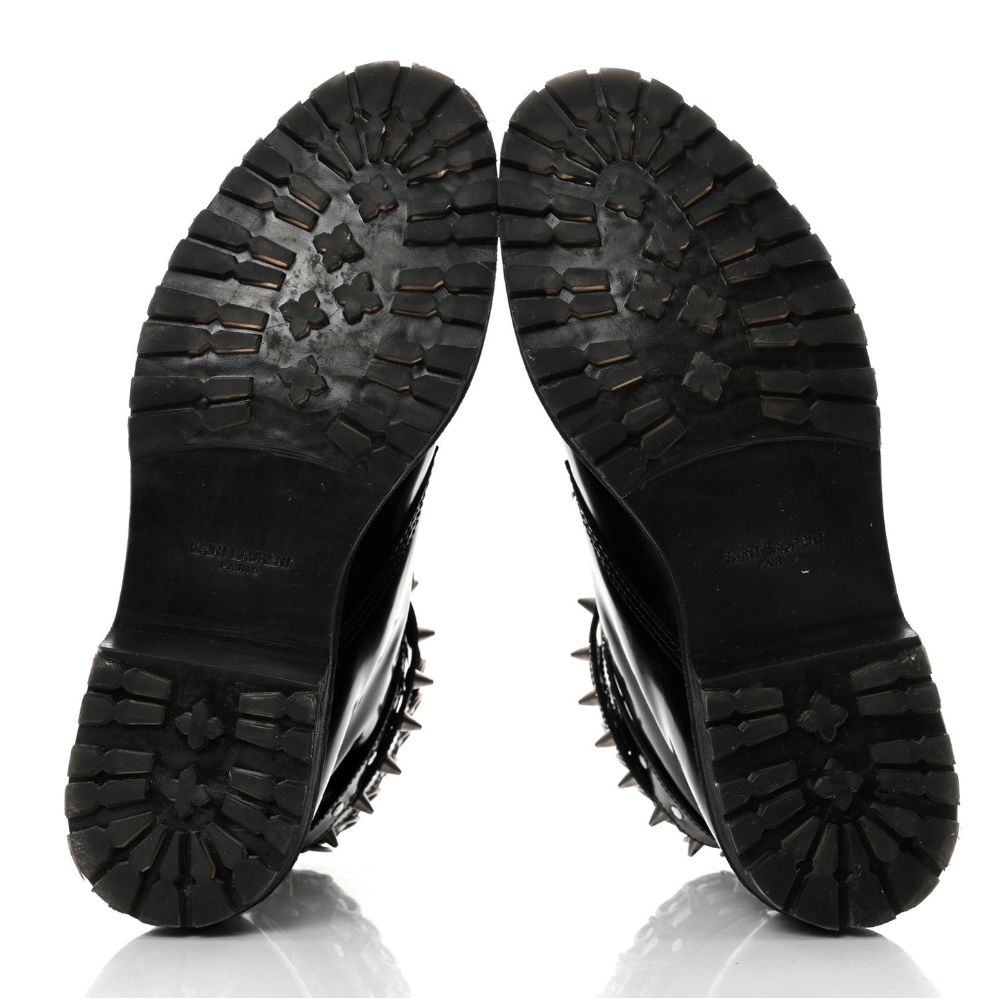 Smooth Calfskin Studded Womens Lace-Up Combat Boots 38 Black