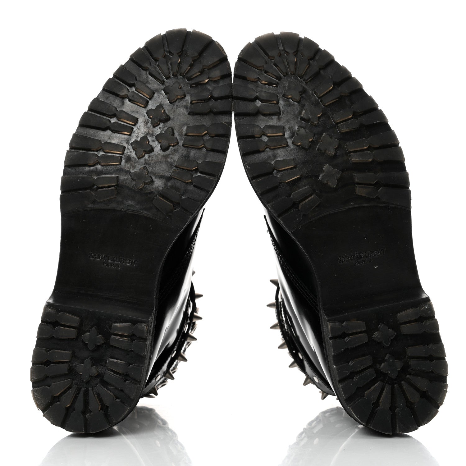 Saint Laurent Smooth Calfskin Studded Womens Lace-Up Combat Boots 38 Black 5 of 9