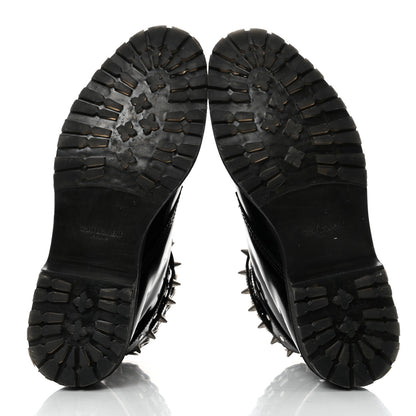 Saint Laurent Smooth Calfskin Studded Womens Lace-Up Combat Boots 38 Black 5 of 9