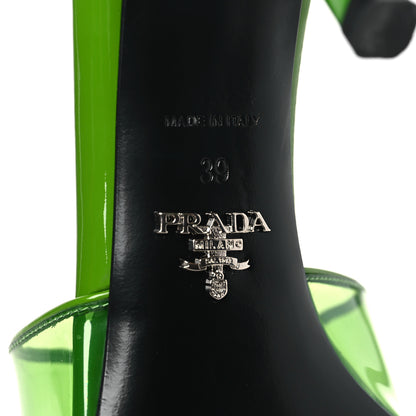 Prada Plexiglass Vernice Metal Triangle Logo 65mm Slide Sandals 39 Mela 6 of 7