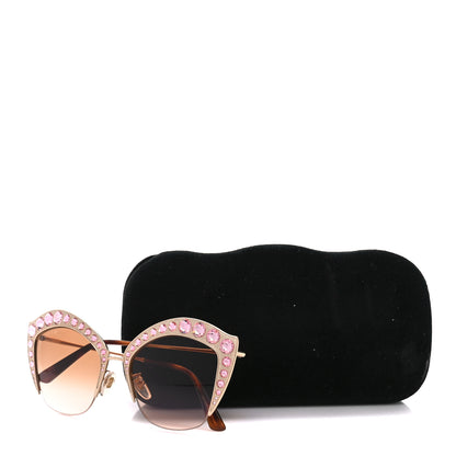 Gucci Metal Crystal Cat Eye Sunglasses GG00114S Pink 9 of 9