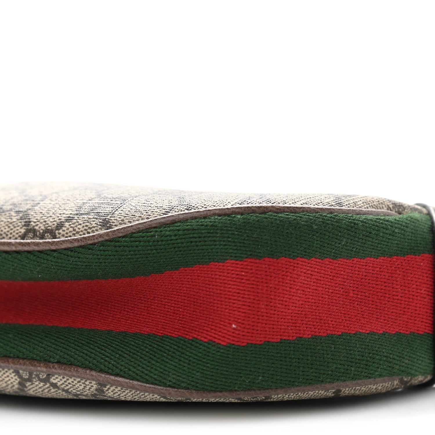 Gucci GG Supreme Monogram Textured Calfskin Web Mini Ophidia Half Moon Hobo Beige Ebony New Acero 10 of 10