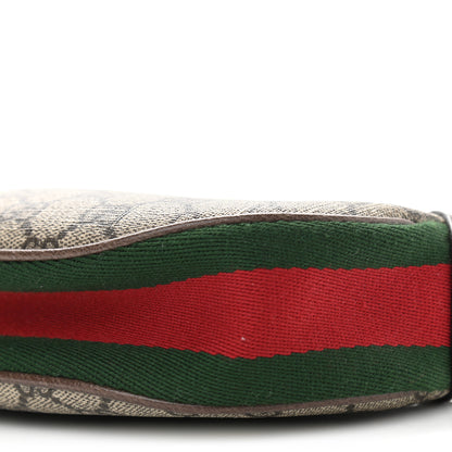 Gucci GG Supreme Monogram Textured Calfskin Web Mini Ophidia Half Moon Hobo Beige Ebony New Acero 10 of 10