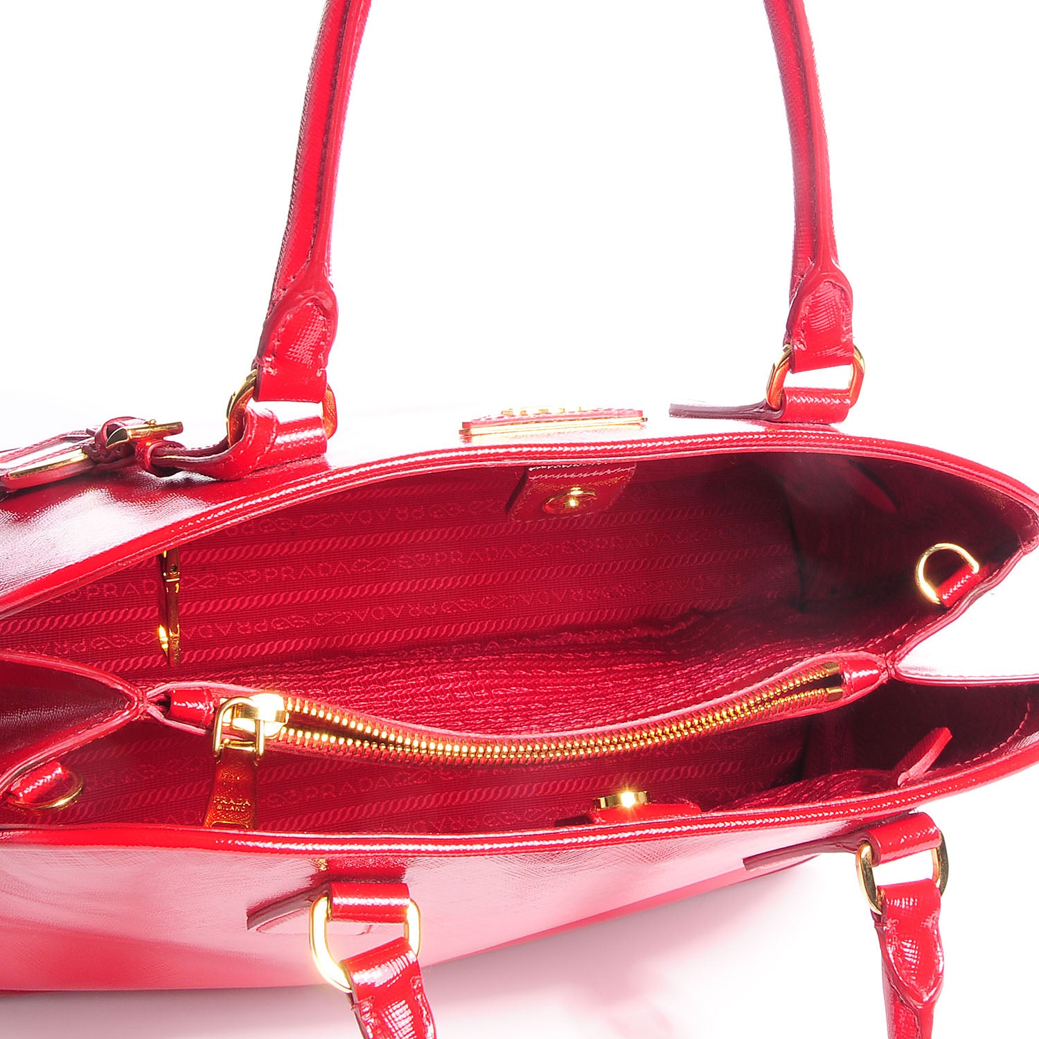Prada Saffiano Vernice Tote Rosso 6 of 11