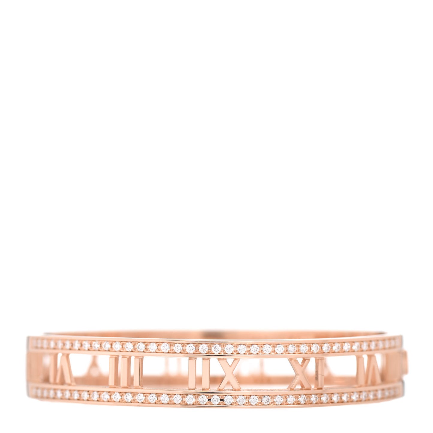 18K Rose Gold Diamond Atlas Open Hinged Bangle Bracelet