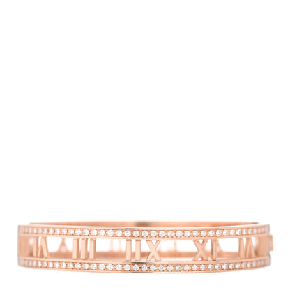Tiffany 18K Rose Gold Diamond Atlas Open Hinged Bangle Bracelet 1 of 4