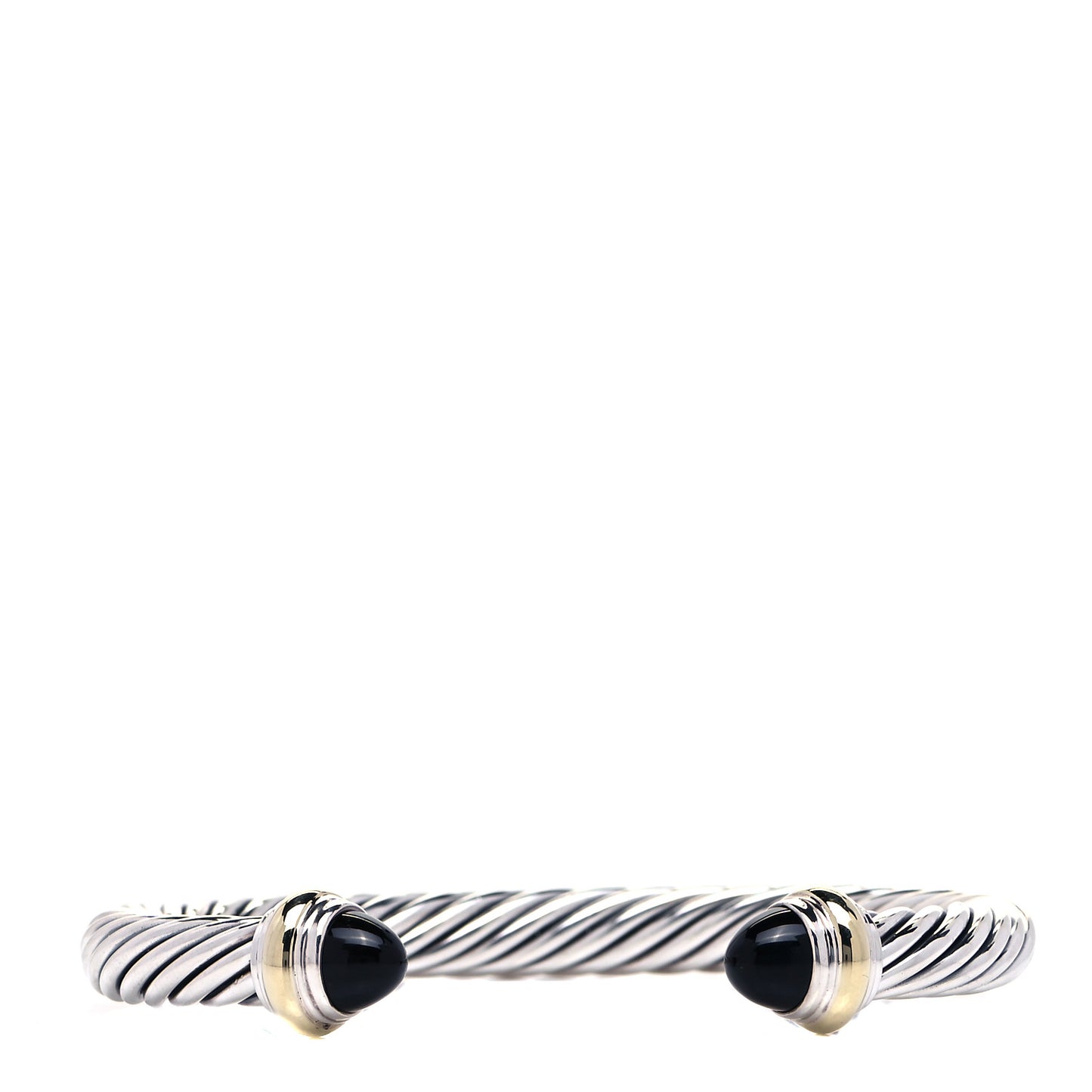 Sterling Silver 14K Yellow Gold Black Onyx 7mm Cable Classics Bracelet
