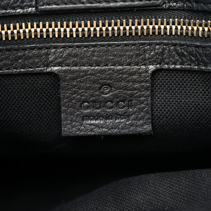 Gucci Pebbled Calfskin Medium Bamboo Shopper Tote Black 7 of 12