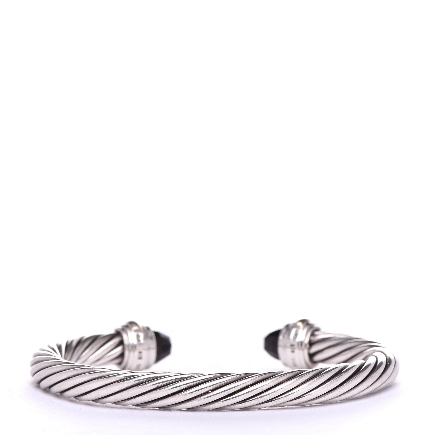 David Yurman Sterling Silver 14K Yellow Gold Black Onyx 7mm Cable Classics Bracelet 3 of 5