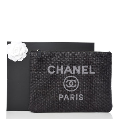 Chanel Woven Straw Small Deauville Pouch Black 10 of 10