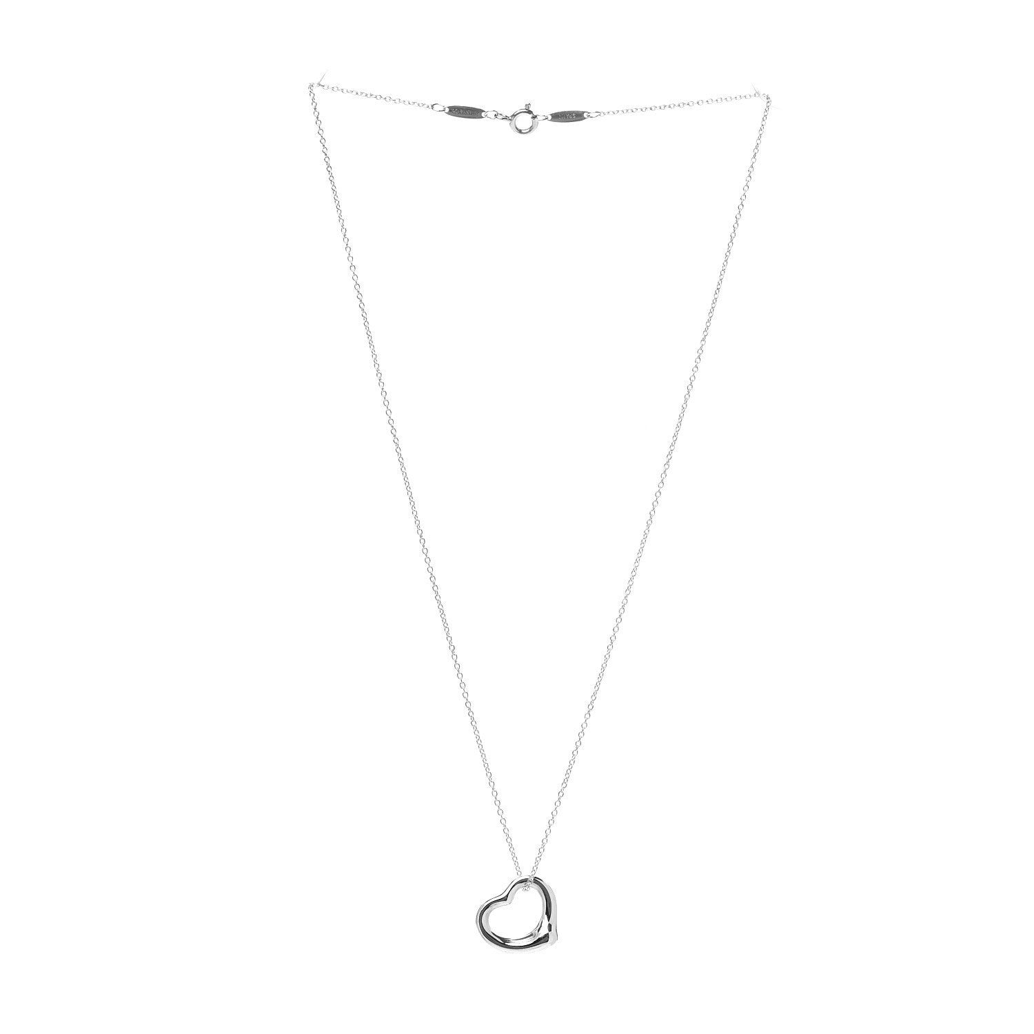 Tiffany Sterling Silver 16mm Elsa Peretti Open Heart Pendant Necklace 2 of 8