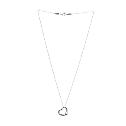 Tiffany Sterling Silver 16mm Elsa Peretti Open Heart Pendant Necklace 2 of 8