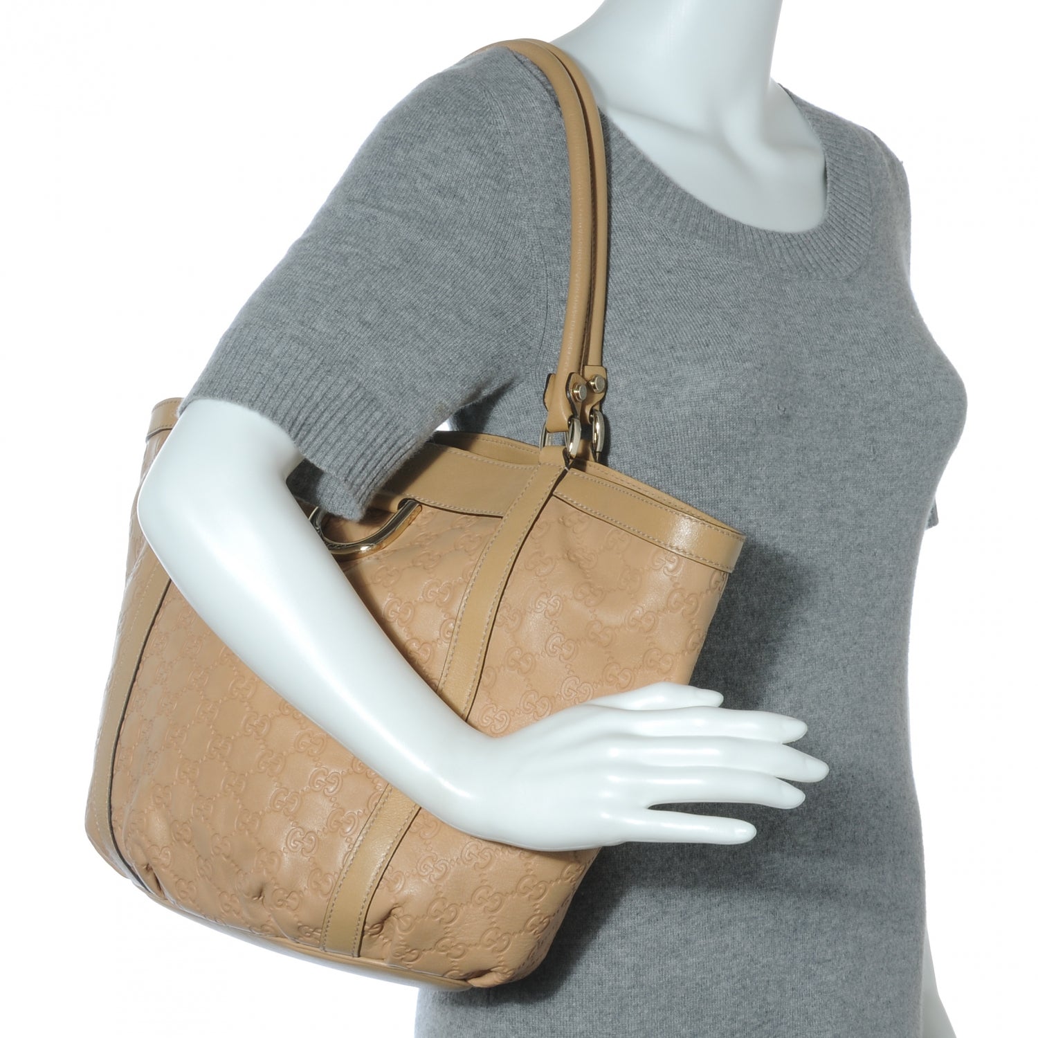 Gucci Guccissima D Gold Medium Tote Tan 2 of 7