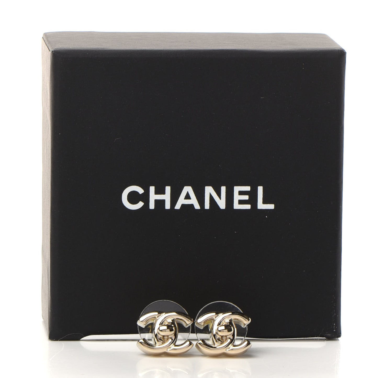Metal CC Turnlock Clip On Earrings Gold