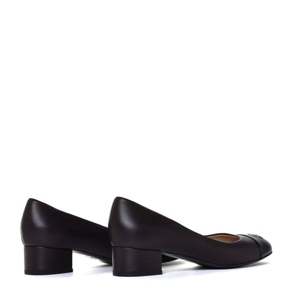 Chanel Lambskin CC Cap Toe Pumps 38 Dark Brown Black 5 of 14