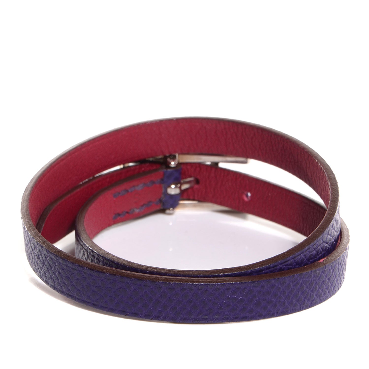 Hermes Epsom Swift Behapi Double Tour Reversible Bracelet Iris Rubis Small 3 of 8