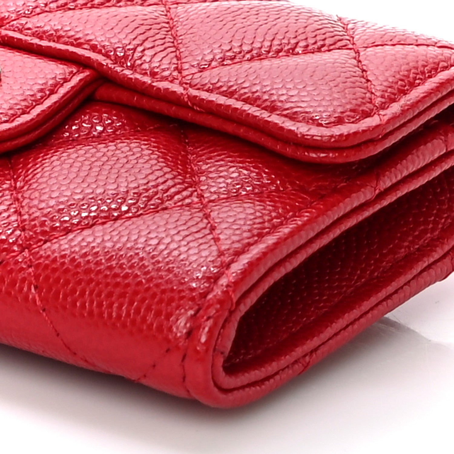 Chanel Caviar Quilted Flap Card Holder Wallet Red 11 of 12