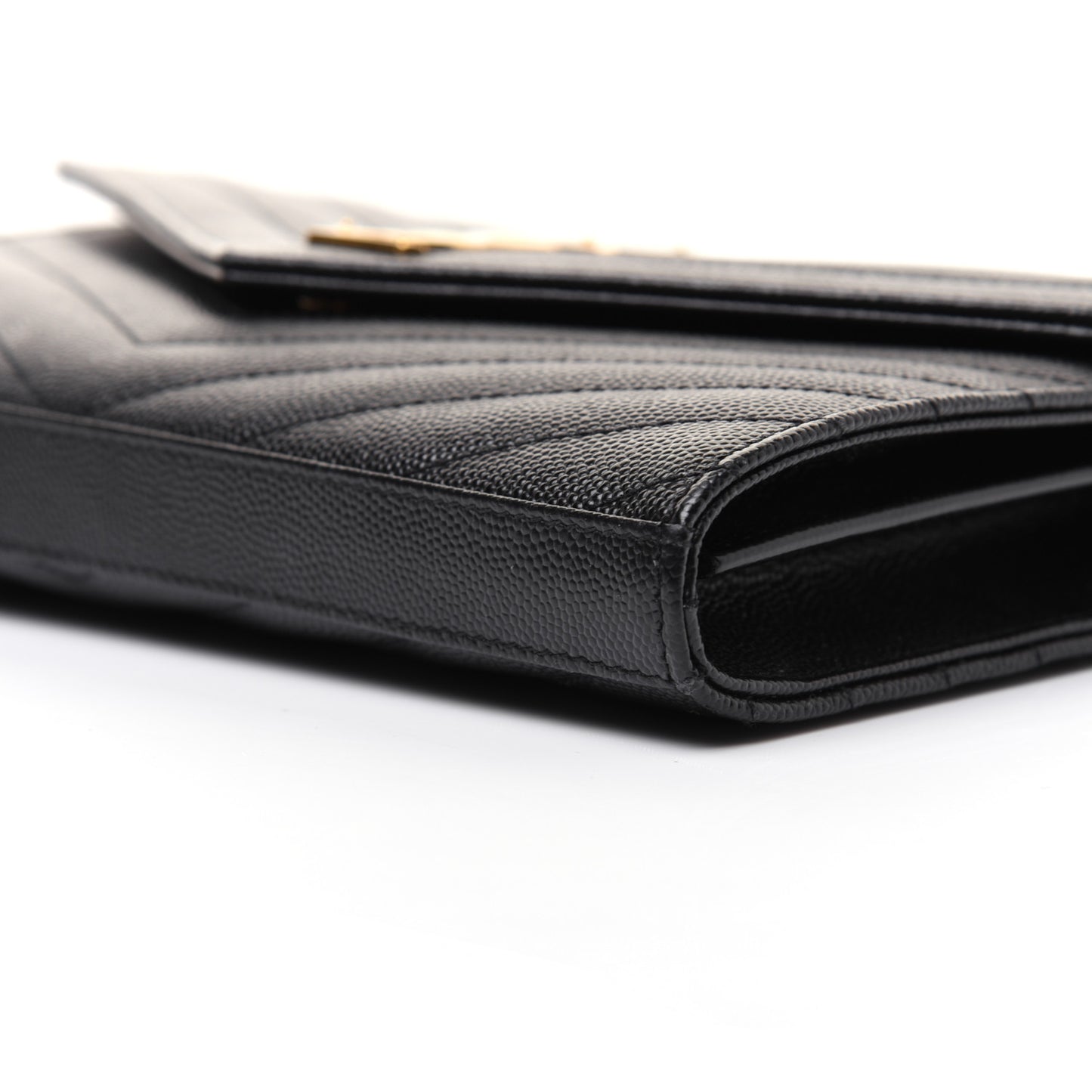 Grain De Poudre Matelasse Chevron Monogram Chain Wallet Black
