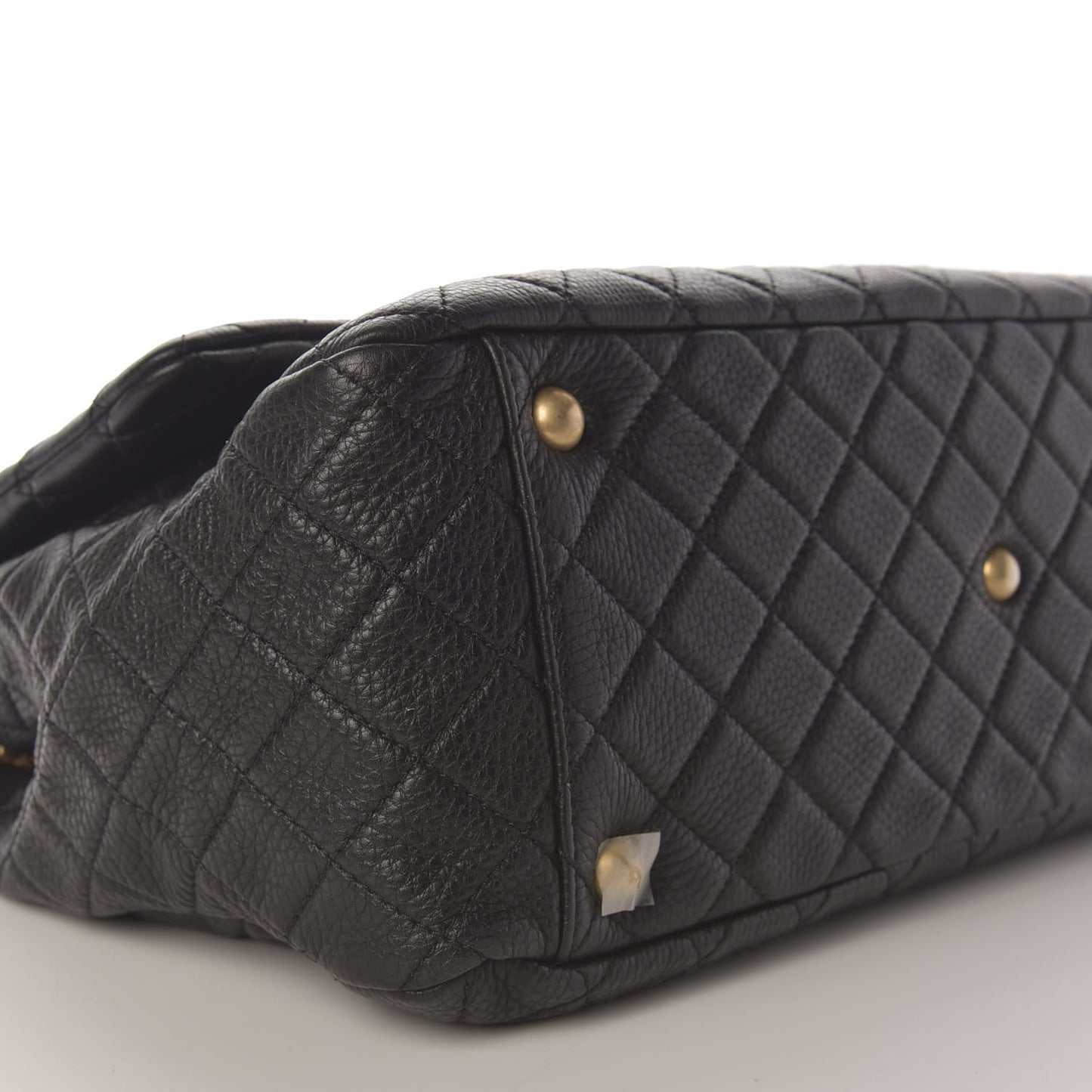 Calfskin Quilted XXL Travel Flap Bag Black