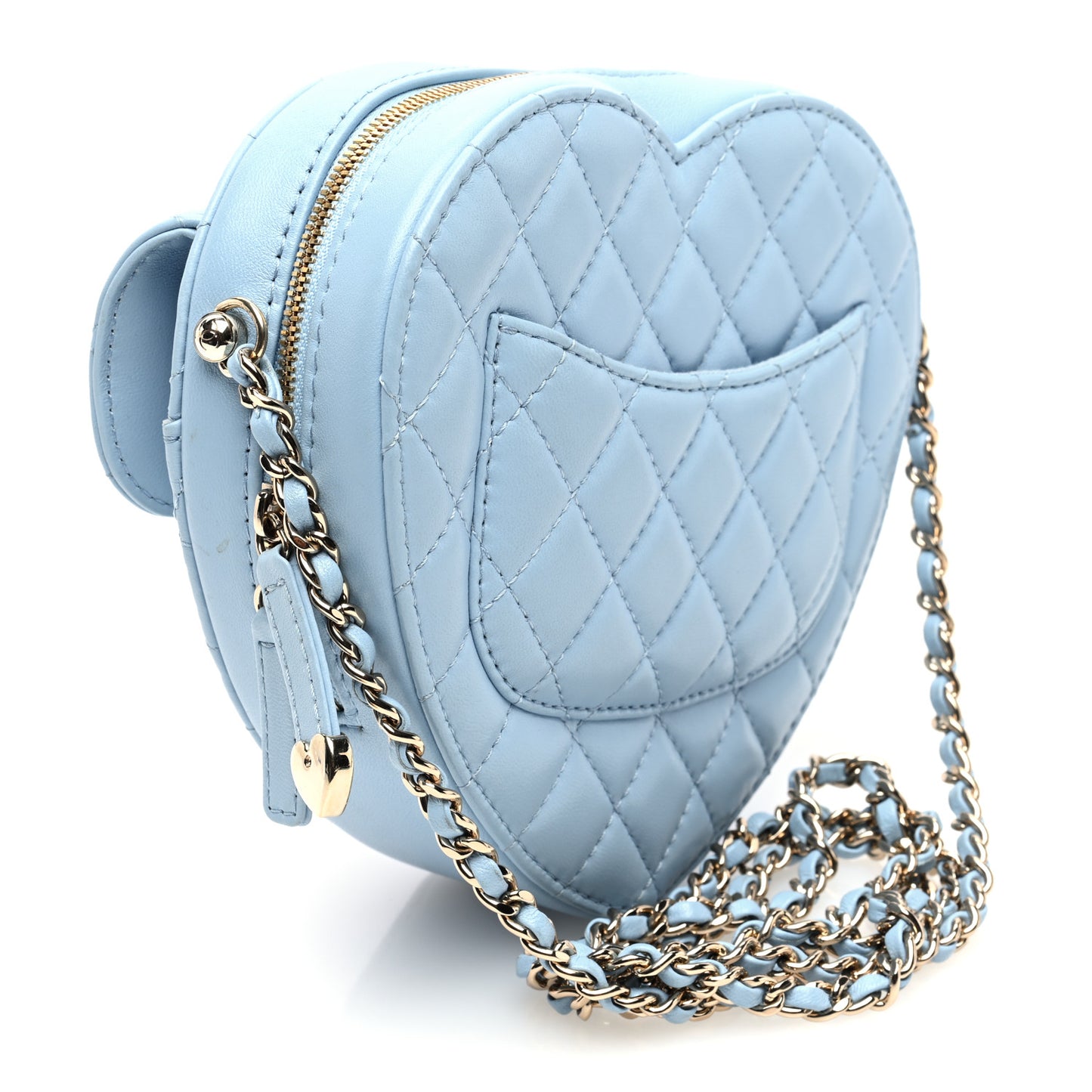 Lambskin Quilted CC In Love Heart Bag Light Blue