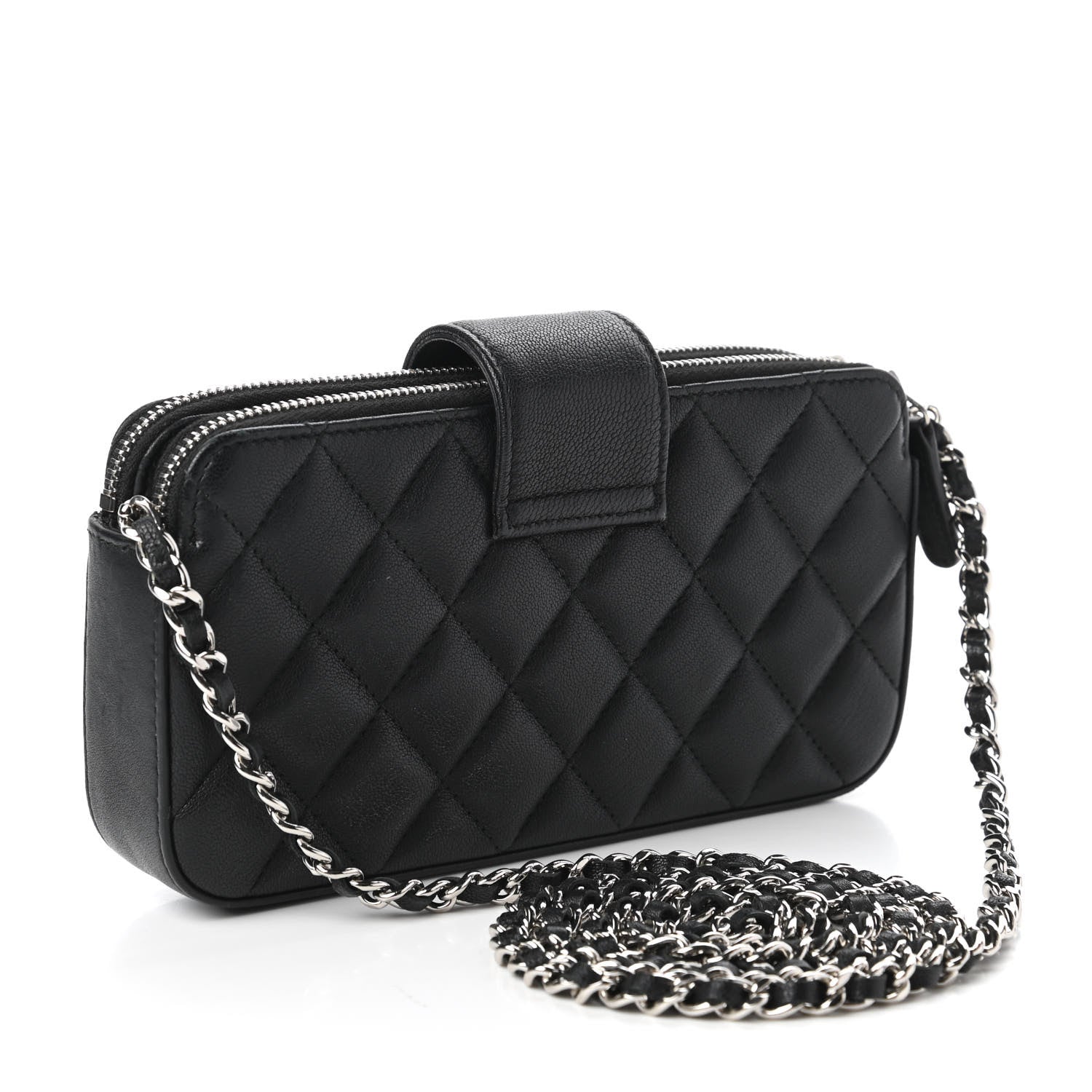 Chanel Lambskin Quilted CC Box Clutch With Chain Black 3 of 12