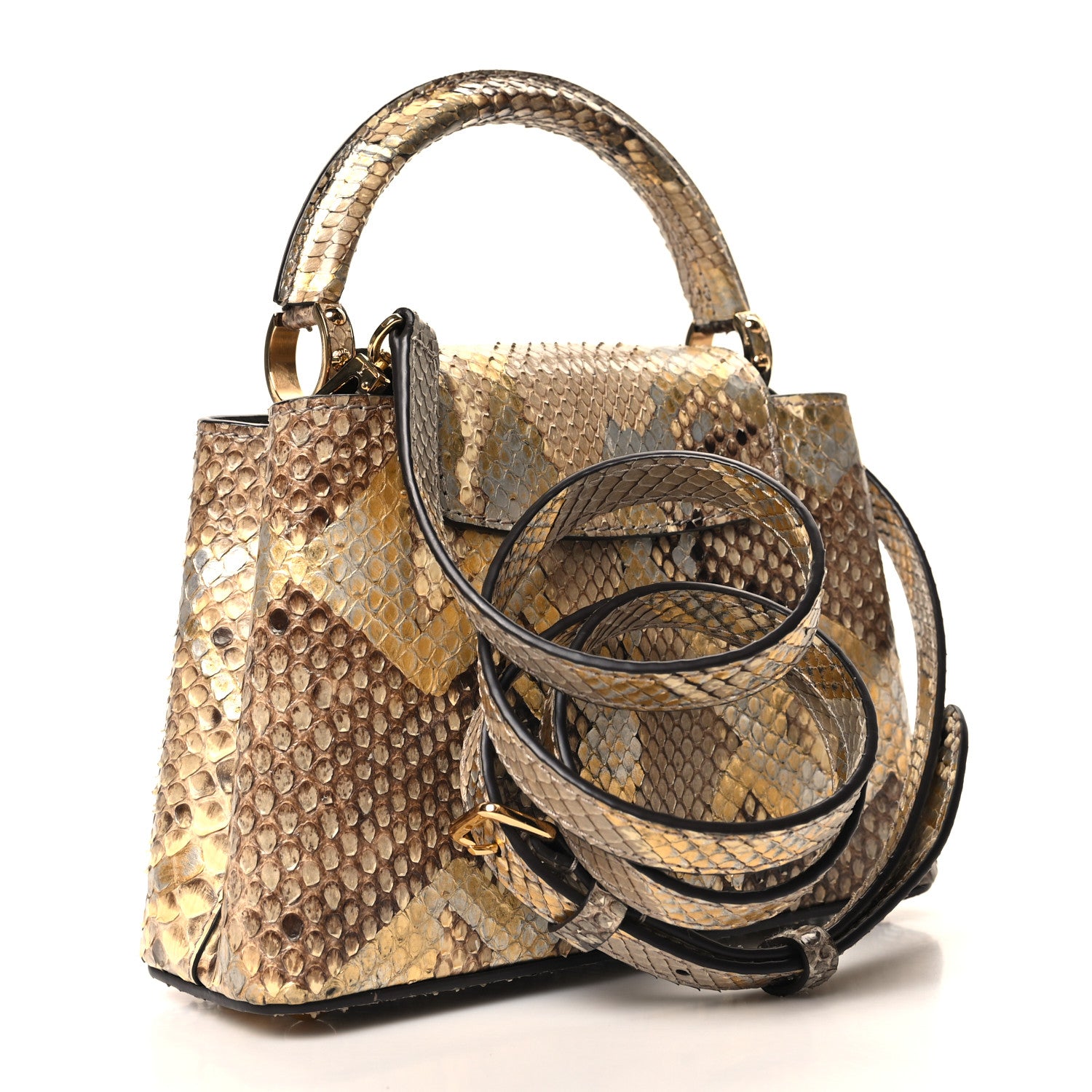 Louis Vuitton Metallic Python Capucines Mini Gold Silver 1544973