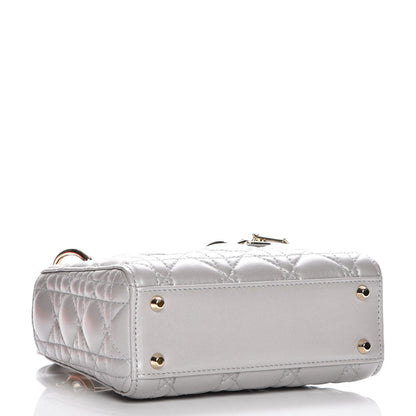 Christian Dior Metallic Lambskin Cannage Mini Lady Dior Grey 4 of 8