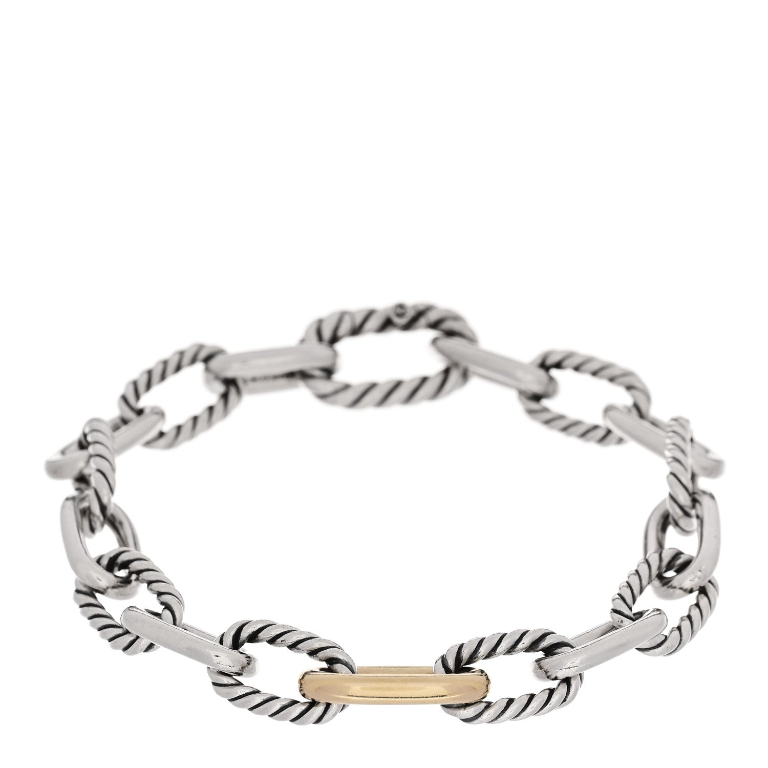 David Yurman Sterling Silver 18K Yellow Gold 8.5mm Madison Chain Bracelet 1 of 4