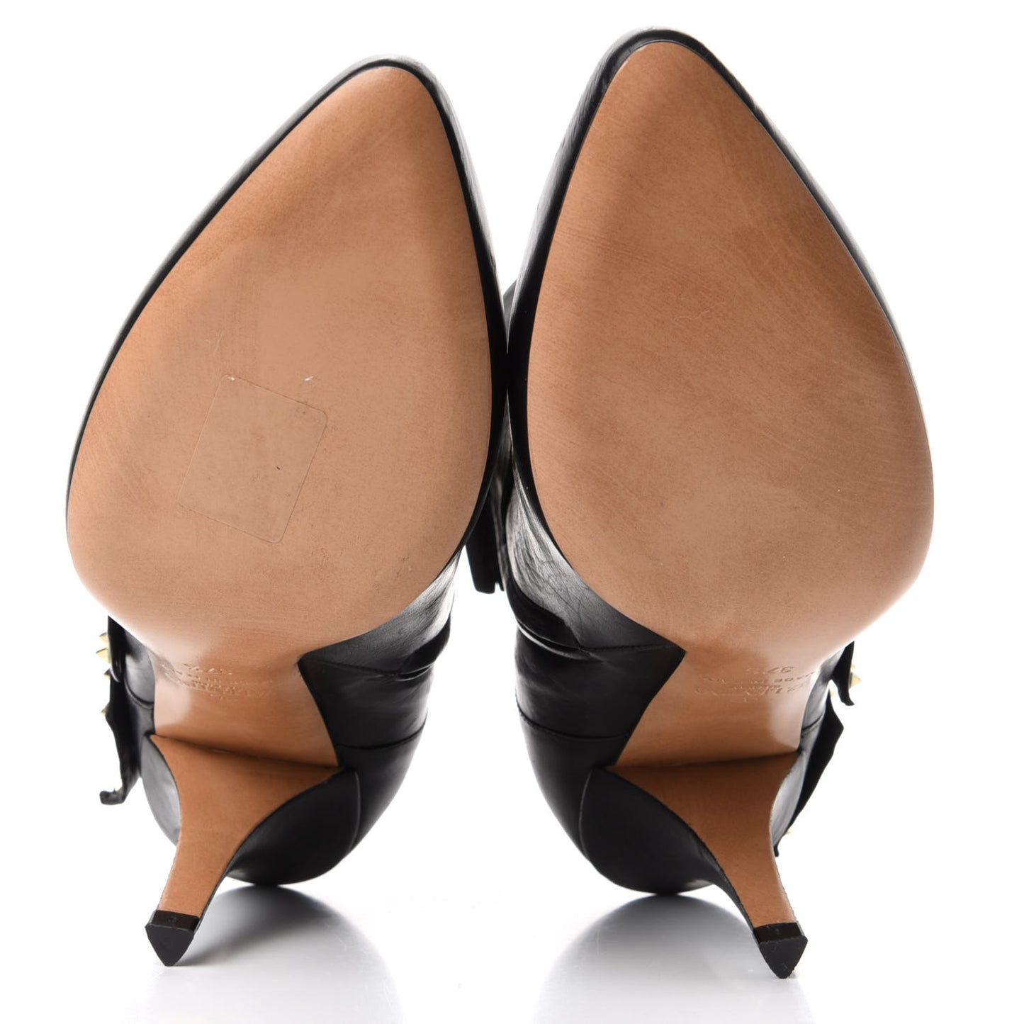 Calfskin Rockstud Bow Embellished Ankle Booties 37.5 Black