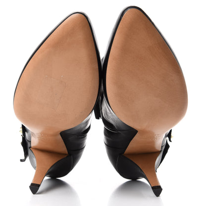 Valentino Garavani Calfskin Rockstud Bow Embellished Ankle Booties 37.5 Black 6 of 10