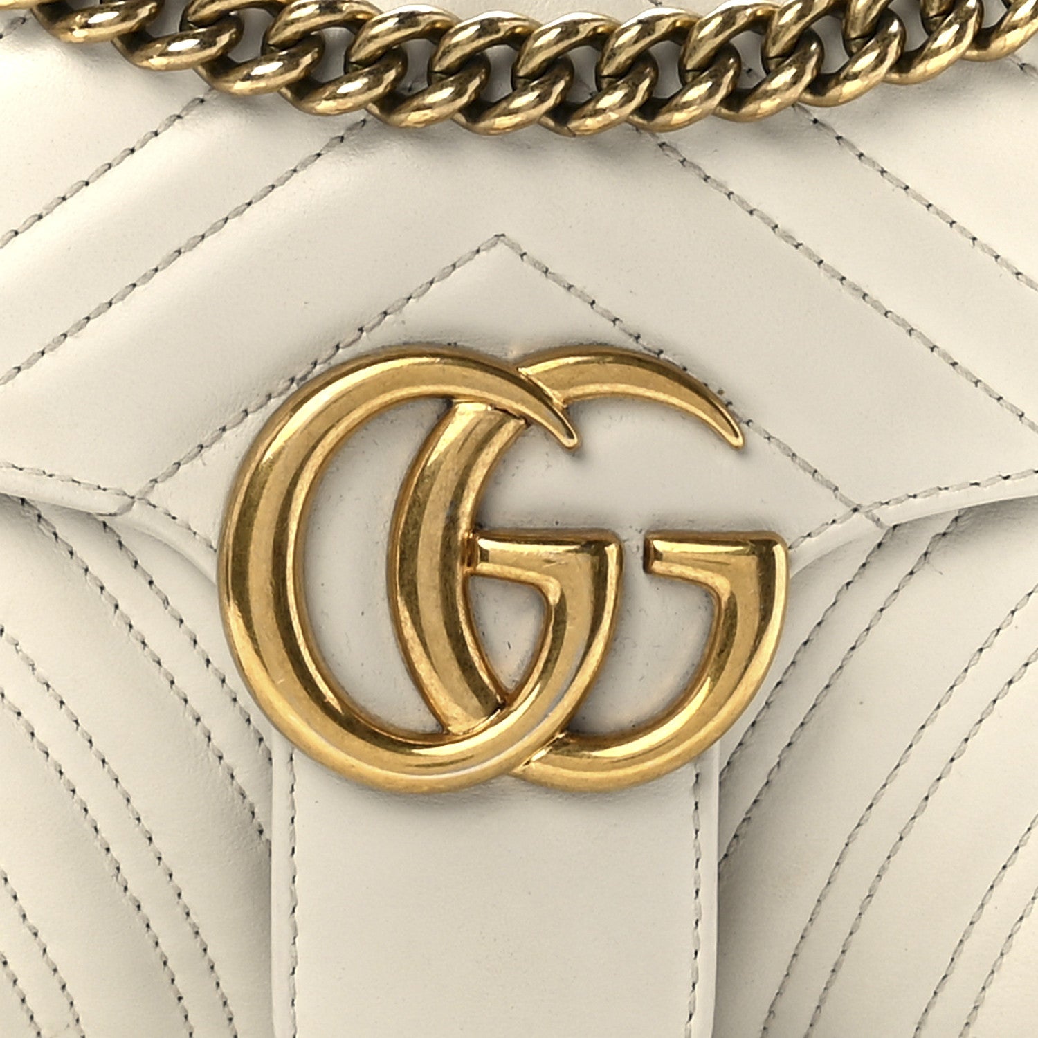 Gucci Calfskin Matelasse Small GG Marmont Shoulder Bag White 8 of 11
