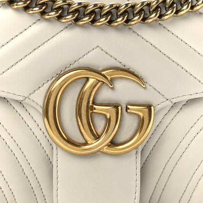Gucci Calfskin Matelasse Small GG Marmont Shoulder Bag White 8 of 11