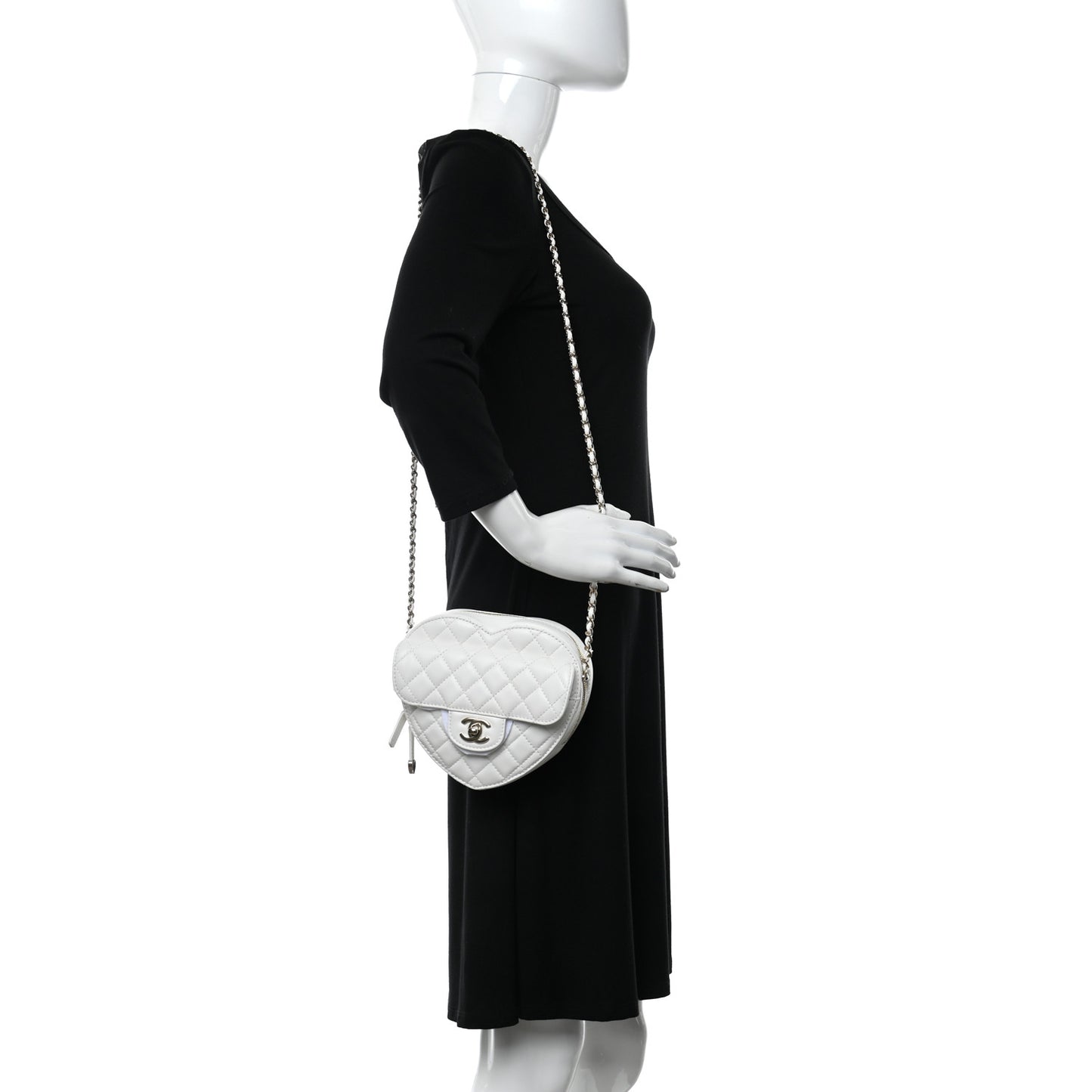 Lambskin Quilted CC In Love Heart Bag White