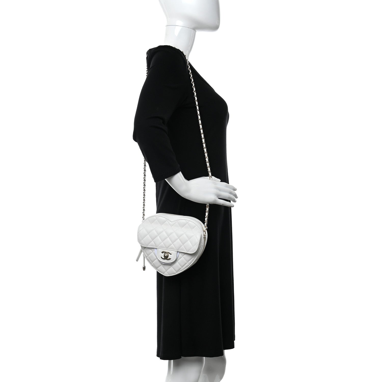 Chanel Lambskin Quilted CC In Love Heart Bag White 2 of 11
