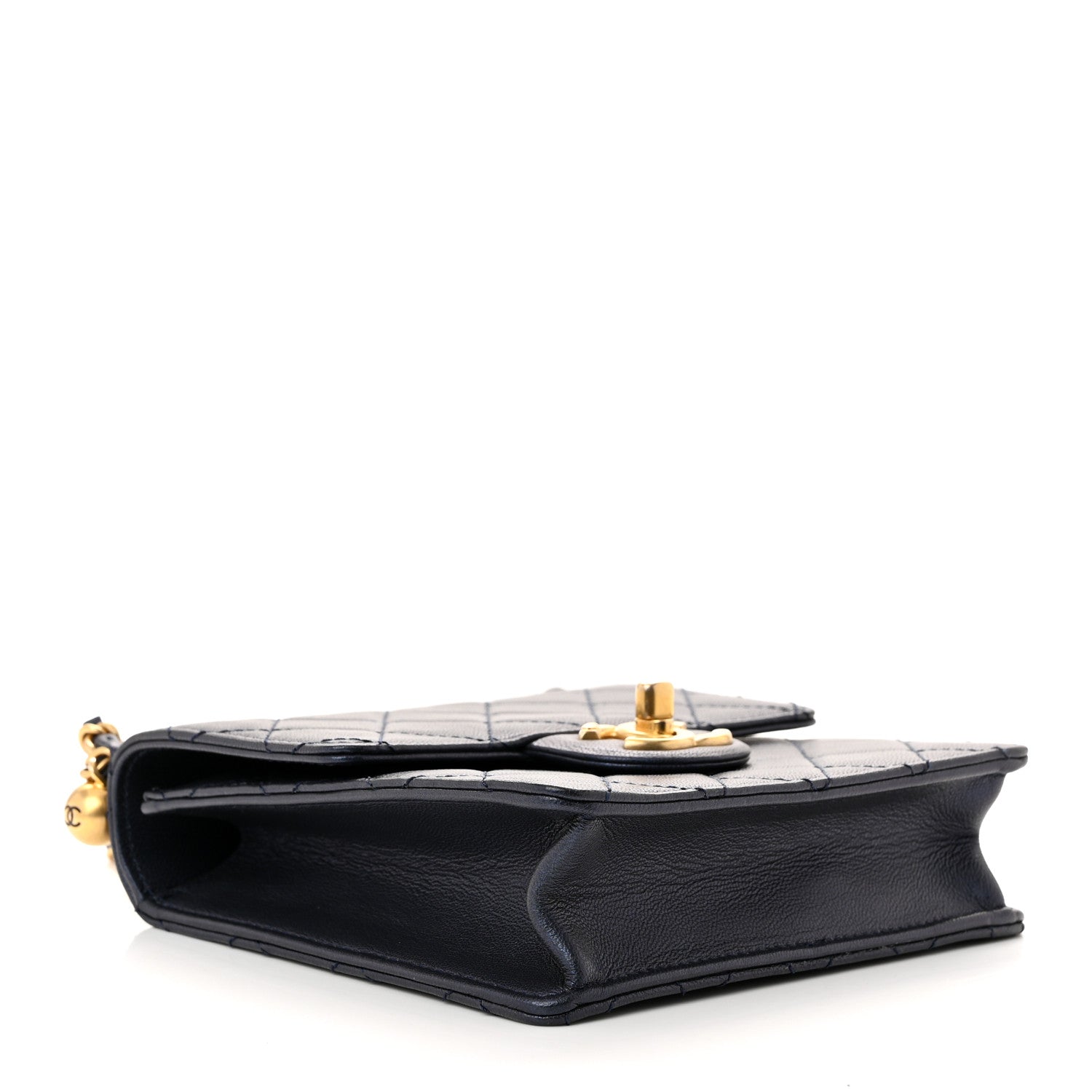 Chanel Iridescent Lambskin Quilted Chic Pearls Flap Navy Blue 4 of 11