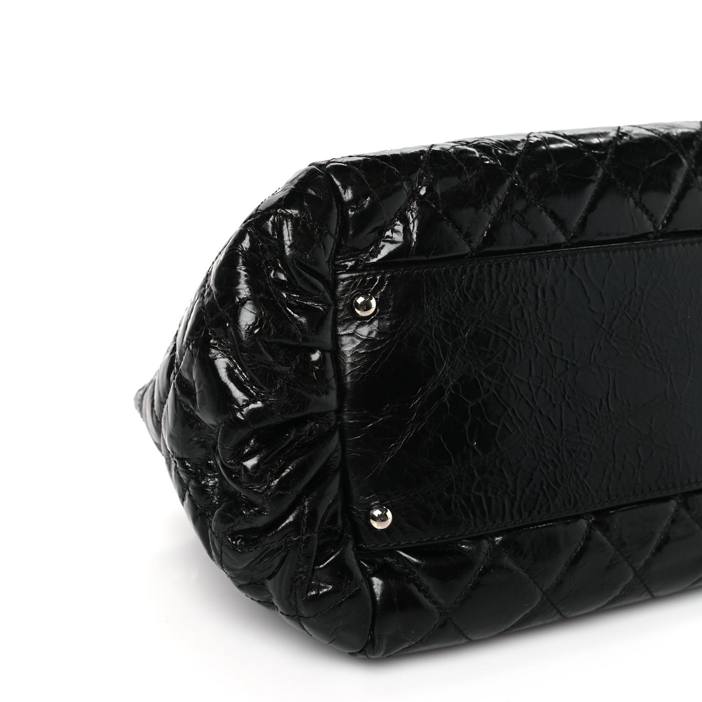 Glazed Calfskin Quilted Tweed Portobello Tote Black