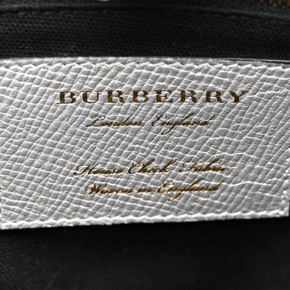 Burberry Metallic Grainy Calfskin House Check Medium Banner Tote Silver 6 of 13