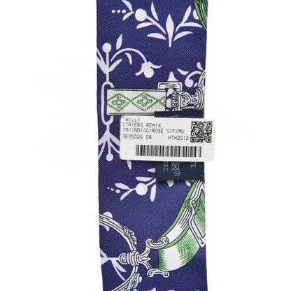 Hermes Silk Etriers Remix Twilly Indigo Rose Vif Multicolore 3 of 4