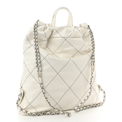 Chanel Shiny Calfskin Quilted Chanel 22 Backpack White Black 3 of 10