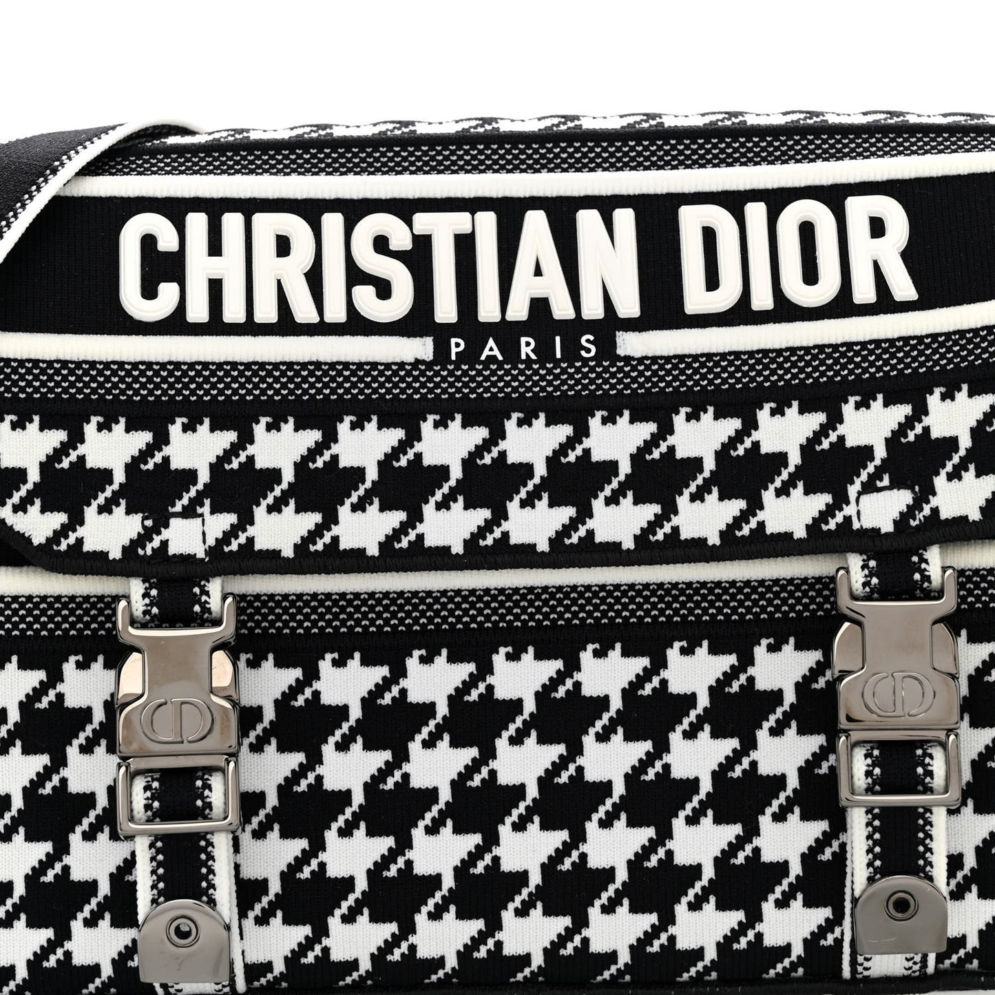 Canvas Houndstooth Embroidered Small Diorcamp Bag Black Multicolor