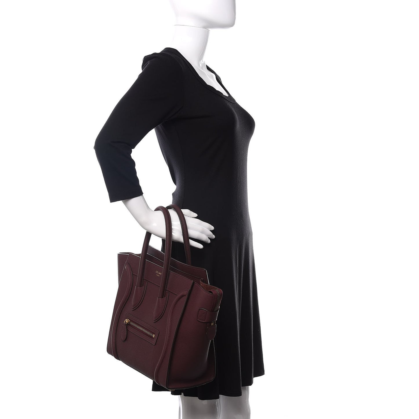 Baby Drummed Calfskin Micro Luggage Burgundy