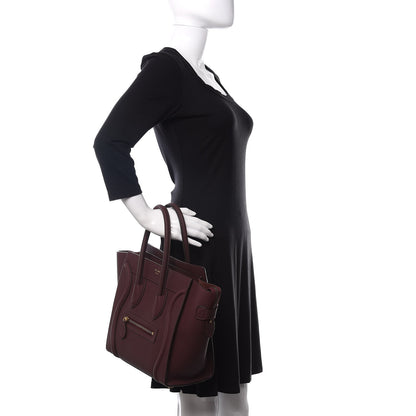 Celine Baby Drummed Calfskin Micro Luggage Burgundy 2 of 10