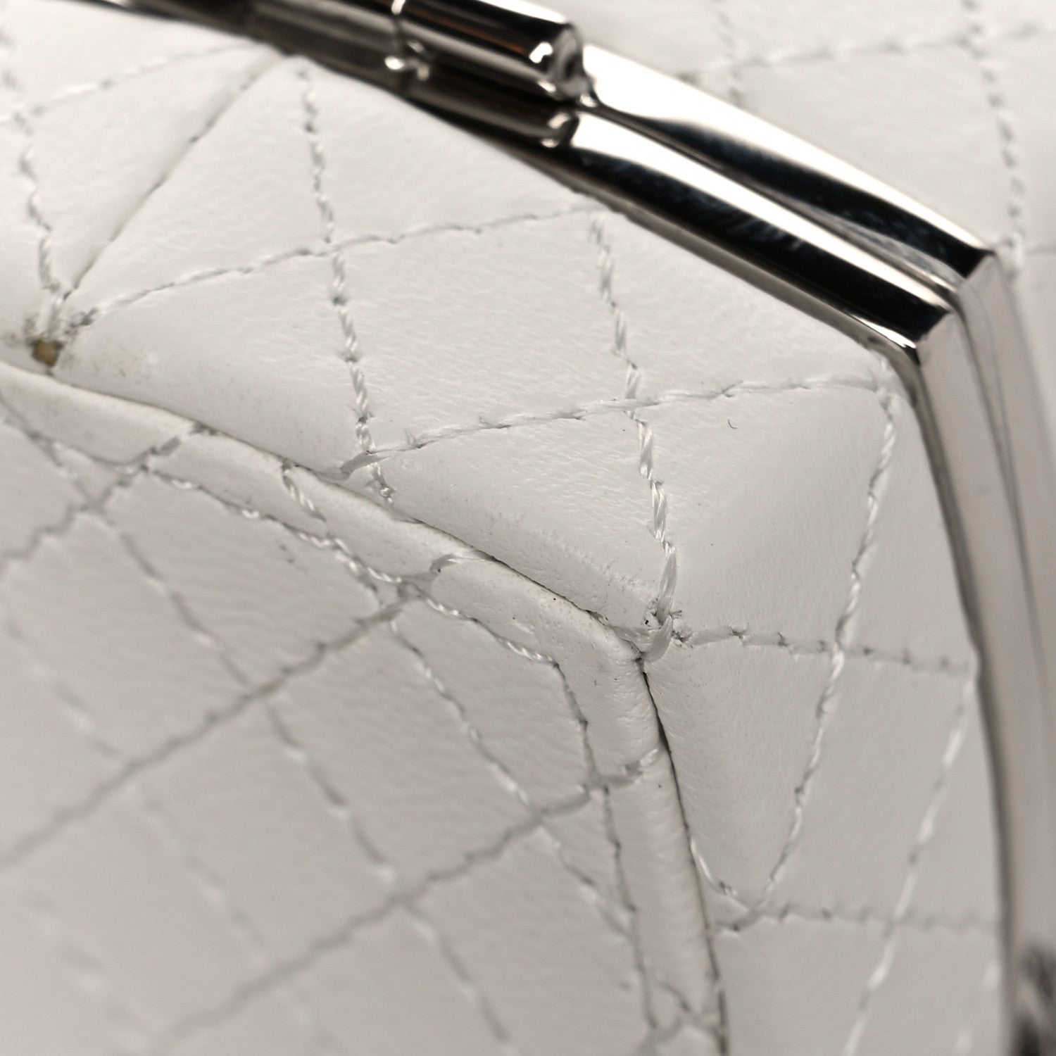 Chanel Patent Goatskin Quilted Clutch With Chain White 8 of 10