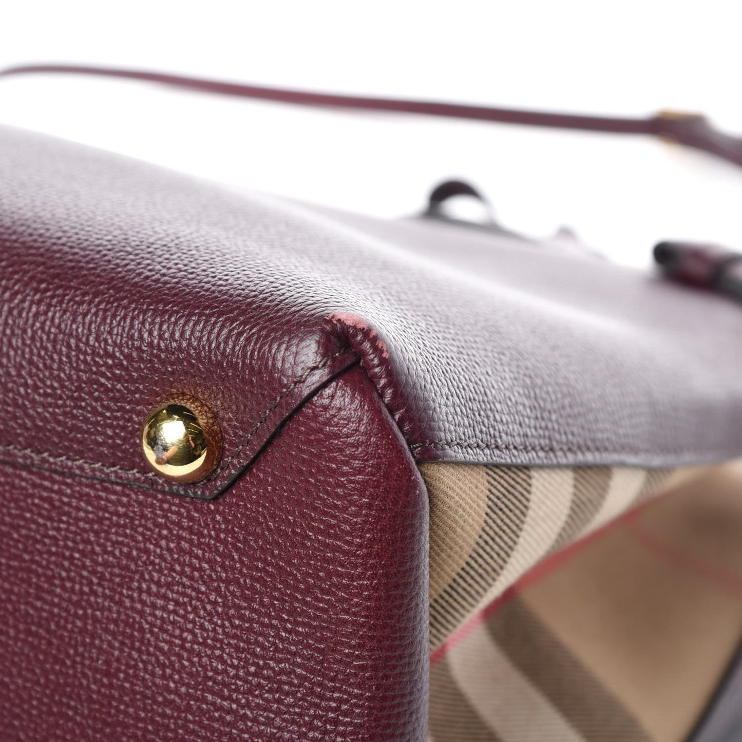 Grainy Calfskin House Check Medium Banner Tote Elderberry