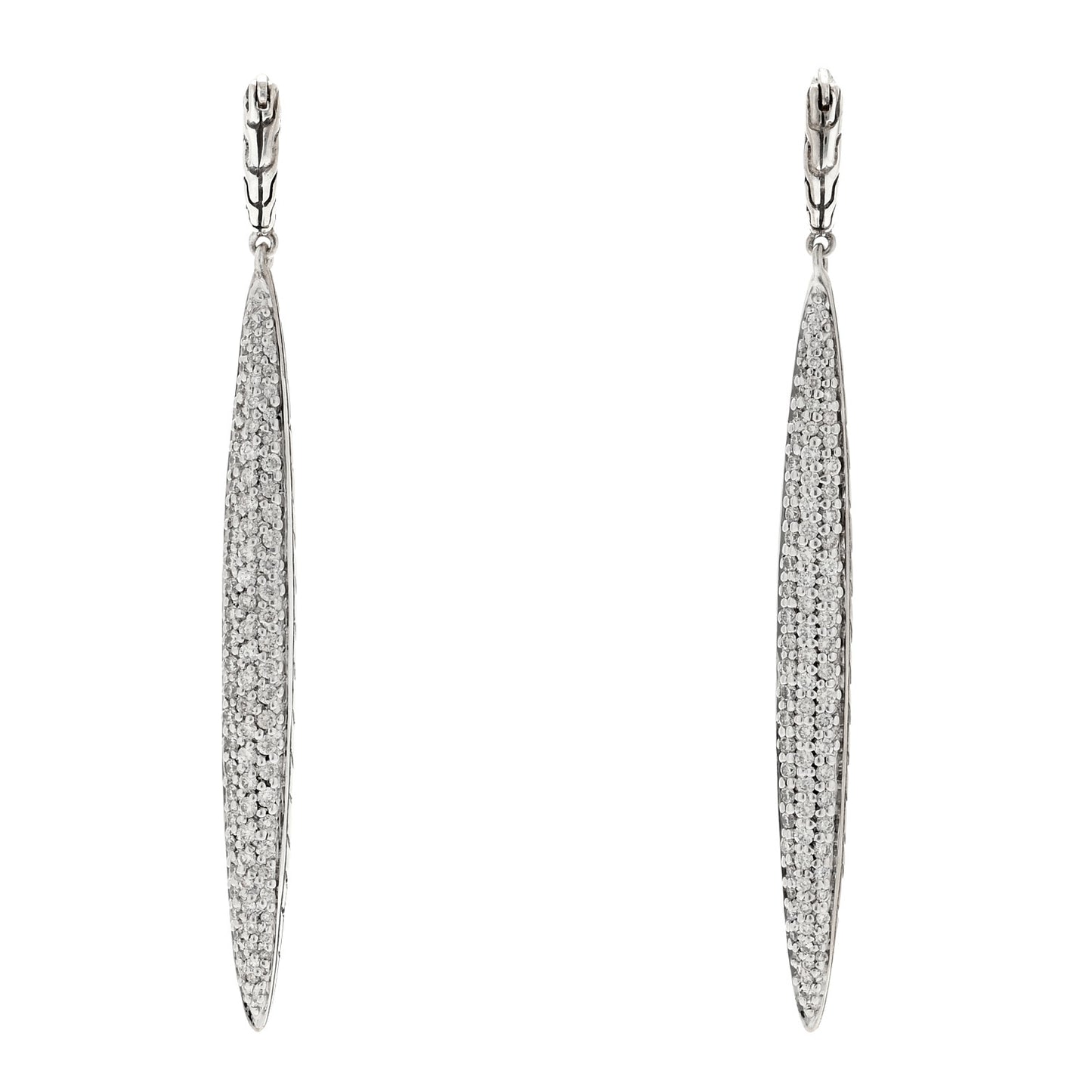 Sterling Silver Diamond Classic Chain Spear Drop Earrings