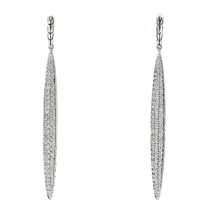 John Hardy Sterling Silver Diamond Classic Chain Spear Drop Earrings 1 of 4