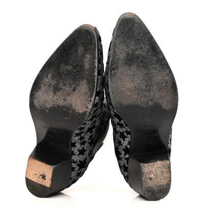 Saint Laurent Glitter Suede Calfskin Rock Chelsea Boots 35 Black 5 of 8