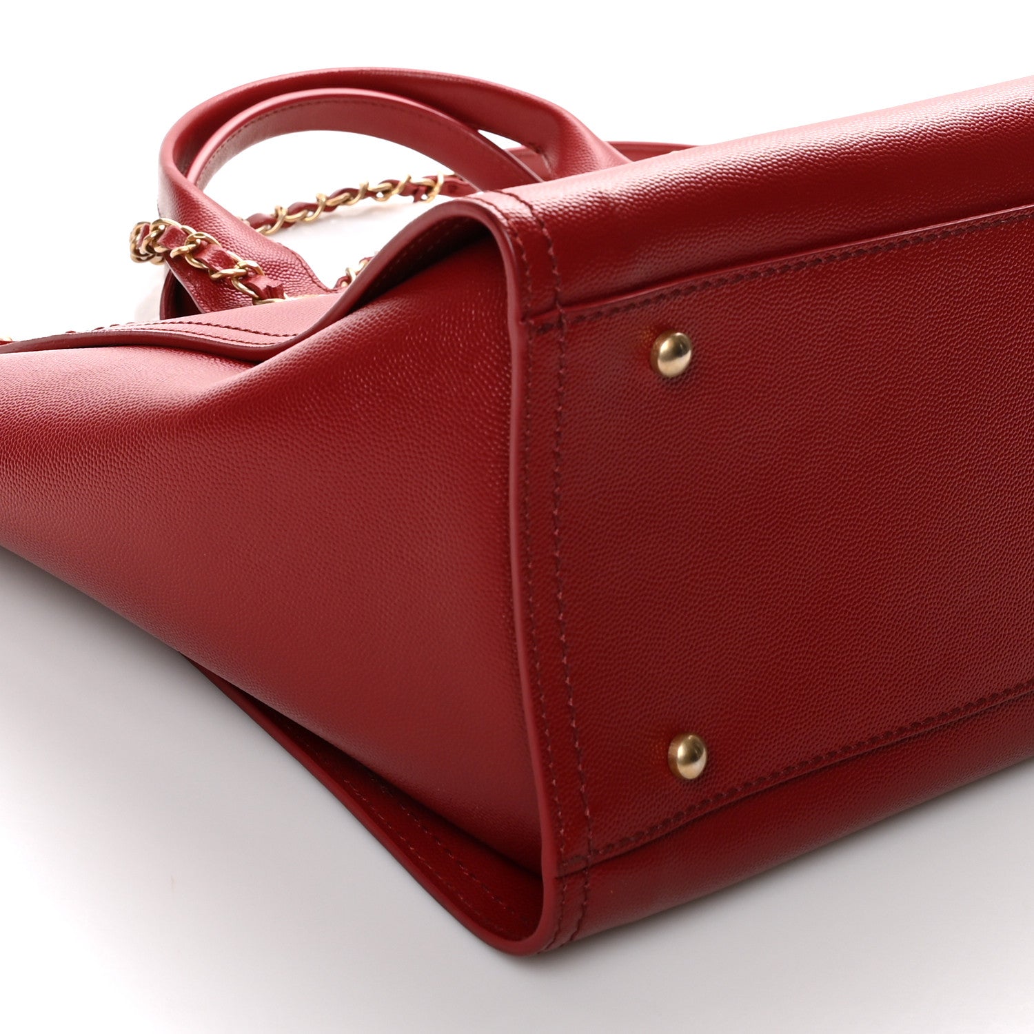Chanel Caviar Small Studded Deauville Tote Red 8 of 9